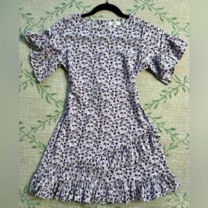 Seed Teen purple floral flutter-sleeve lightweight dress. Girls size 12